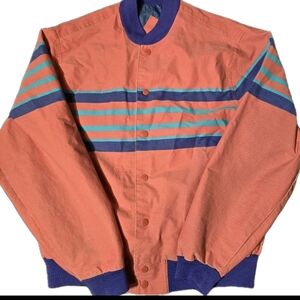 Vintage Eli John Bomber Jacket Unisex Large Pink Denim Retro